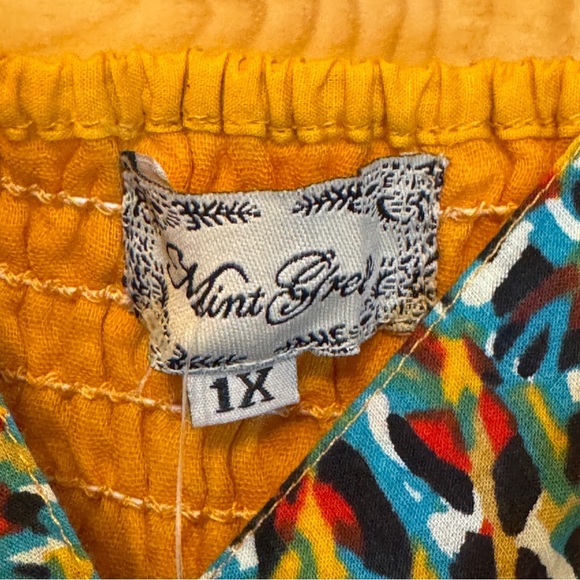 Mint Green Women’s Boho Floral Maxi Dress Yellow Blue Cotton 1X Spaghetti Straps - Picture 4 of 11